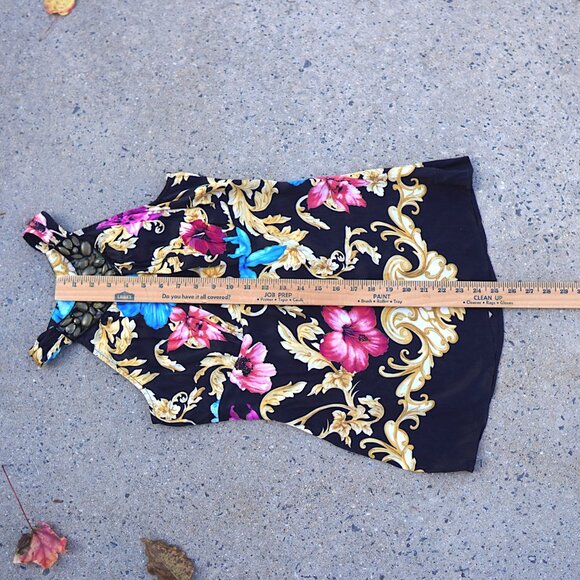 Vintage Cache Silk Beaded Halter Top S Floral Baroque Glam Blouse Flowy - Picture 9 of 12
